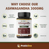 PRATIC LINE Ashwagandha Capsules 3,000 mg - 120 Vegan Cap Made with Organic Ashwagandha Powder and Root Extract. Gluten Free. Made in USA