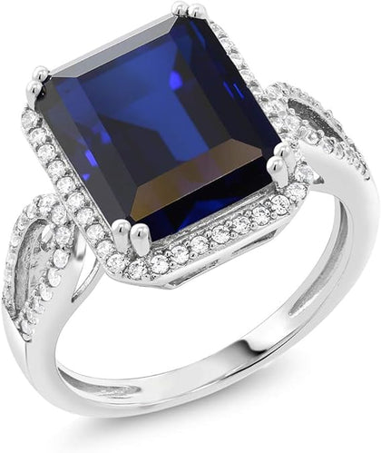 925 Sterling Silver 5.00 Carat Sapphire Ring