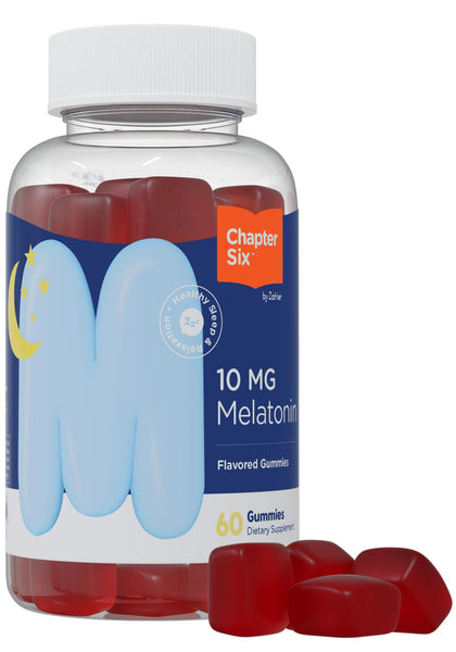 Zahler - Chapter Six Melatonin Gummies 10mg (60 Gummy Bottle) Kosher Melatonin 10mg Sleep Gummies for Adults - Non Habit Forming Adult Melatonin 10 mg - Delicious Chewable Gummy Melatonin for Sleeping