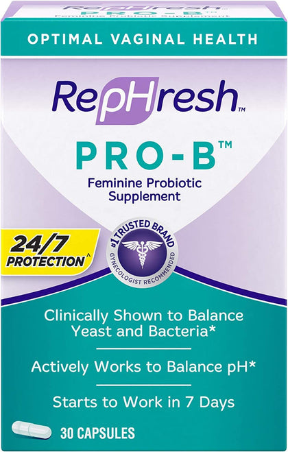 RepHresh Pro-B Probiotic Feminine Supplement, 30-Count Capsules (Pack of 2)