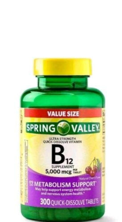 Spring Valley B12 5000mcg 300ct Metabolism Support