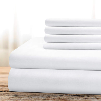 BYSURE Hotel Luxury Bed Sheets Set 6 Piece(California King, White) - Super Soft 1800 Thread Count 100% Microfiber Sheets with Deep Pockets, Wrinkle & Fade Resistant