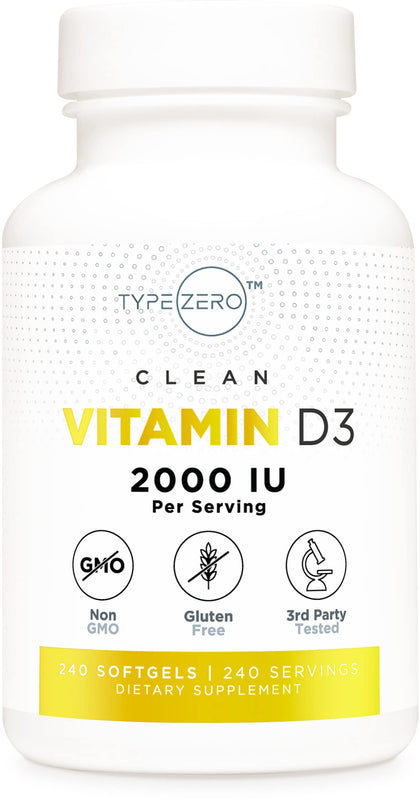 Type Zero Vitamin D3 2000 iu, 240 Softgels - Non-GMO & Gluten Free