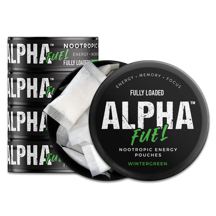 Fully Loaded Alpha Fuel Nootropic Pouches (Wintergreen Fuel) - Nootropic Energy Pouches with Caffeine, Alpha GPC, Tyrosine, Taurine, Guarana and More