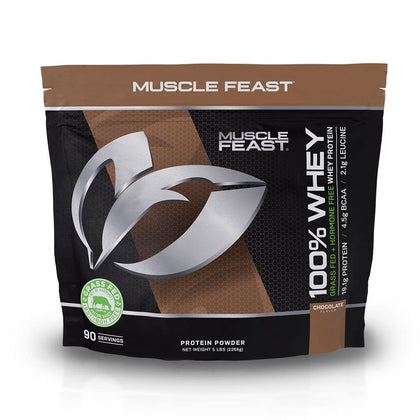 Muscle Feast 100% Grass-Fed Whey Protein, Pastured Raised Hormone Free All Natural, Chocolate, 5lb