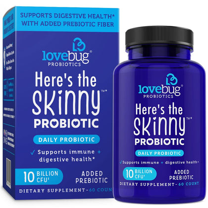 lovebug PROBIOTICS Heres The Skinny Daily Probiotic for Men & Women, 60 Tablets