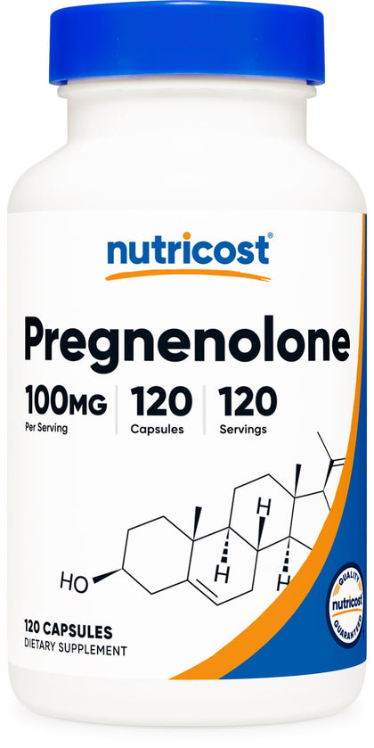 Nutricost Pregnenolone 100mg, 120 Capsules - Non-GMO, Gluten Free, Vegetarian Capsules