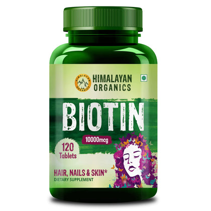 HIMALAYAN ORGANICS Organics Biotin 10000mcg for Hair Growth Tablets - 120