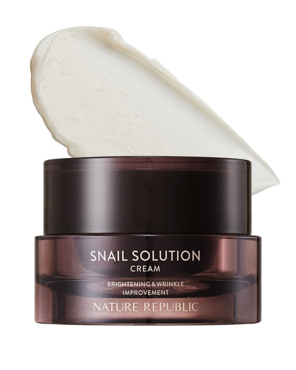 Moisturizing Snail Solution Cream - Nature Republic Korean Skin Care Texture Wrinkles Fine Lines Improving Elasticity Strengthen 52ml/1.75fl.oz