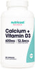 Nutricost Calcium (600mg) + Vitamin D3 (12.5mcg) for Women, 180 Capsules - Vegan, Non-GMO, Gluten Free - 60 Servings