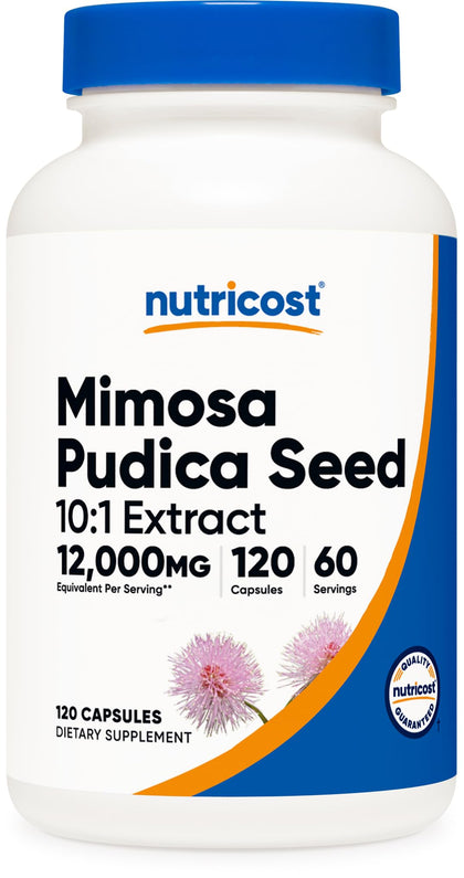 Nutricost Mimosa Pudica Seed 10:1 Extract (120 Capsules, 60 Servings) (12,000MG Per Serving) - Non-GMO, Animal-Free Product