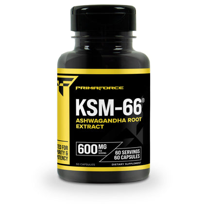 Primaforce KSM-66 Ashwagandha Root Extract (600mg) 60 Veggie Capsules - 5% Withanolides with BioPerine