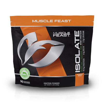 Muscle Feast Grass-Fed Whey Protein Isolate, All Natural Hormone Free Pasture Raised, Pumpkin Spice, 5lb (90 Servings)