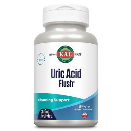 KAL Uric Acid Flush, Joint Health Supplement with Tart Cherry Extract, Celery Seed and Turmeric Extract, Joint Comfort and Mobility Support, Lab Verified, 60-Day Guarantee, 30 Servings, 60 VegCaps