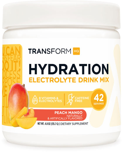 TransformHQ Hydration 42 Servings (Peach Mango) - Electrolytes, Mental Clarity, Vitamins