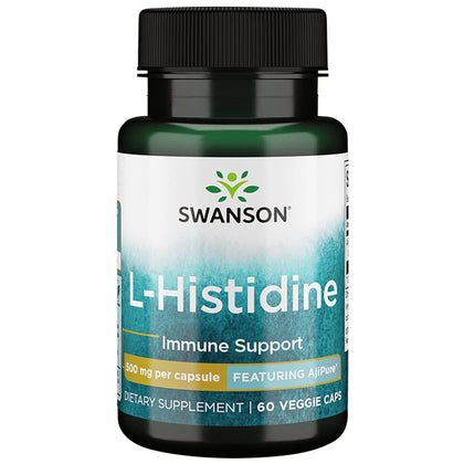 Swanson Amino Acid Ajipure L-Histidine Pharmaceutical Grade 500 Milligrams 60 Veg Capsules