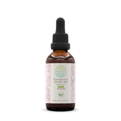 Female Hair Growth Mix B60 Alcohol-FREE Extract Tincture, Concentrated Liquid Drops Rosemary Leaf, Eleuthero Root, Stinging Nettle Root, Horsetail Herb, Reishi Mushroom, Brahmi Herb. 2 Fl Oz