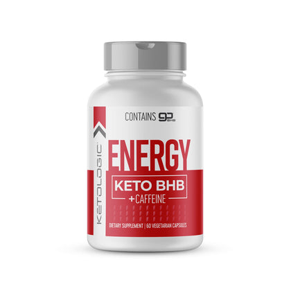 Ketologic Energy Capsules, BHB with Caffeine 60 Capsules - Gluten Free Supplement, Energy Complex, 30 Servings