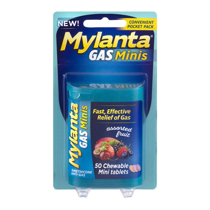 Mylanta Gas Mini Chewable Tablets, Assorted Fruit 50 Count (6 Pack)