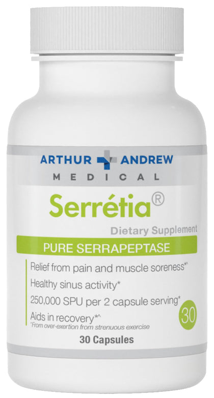 Arthur Andrew Medical, Serretia, Serrapeptase Formula for Muscle and Sinus Support, 30 Capsules