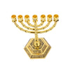 12 Tribes of Israel Menorah, Jerusalem Temple 7 Branch Jewish Candle Holder (5 Inches, Gold)