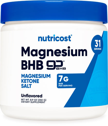 Nutricost Magnesium BHB Salts (250 Grams, Unflavored) - Exogenous Ketone Supplement, 6.5g Beta-Hydroxybutyrate Per Serving