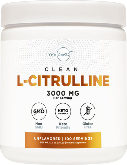 Type Zero Pure L-Citrulline Base Powder (No Malate) 300 Grams