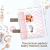 Pearhead Baby Memory Book, First 5 Years Baby Milestone Book, Pregnancy Journal, Newborn Baby Girl Keepsake, With Clean-Touch Ink Pad For Baby's Handprint or Footprint, Pink Chevron