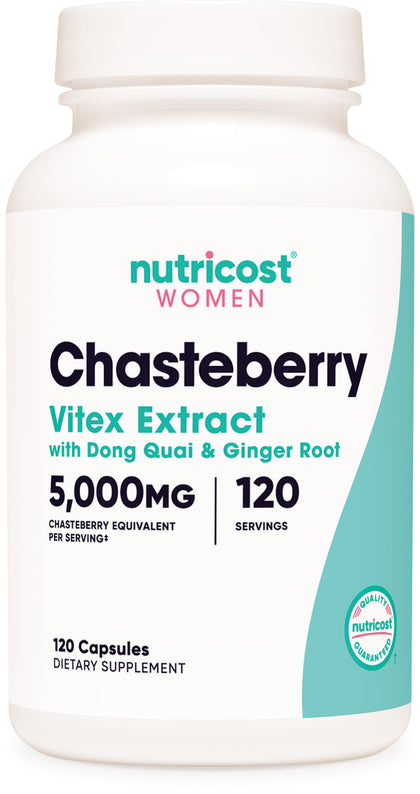 Nutricost Chasteberry Supplement for Women 120 Capsules, 5000mg Chasteberry Equivalent Per Serving, with Dong Quai and Ginger Root Extract, Vegetarian, Gluten Free and Non-GMO