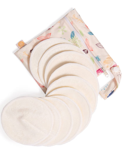 Kindred Bravely Organic Reusable Nursing Pads 10 Pack | Washable Breast Pads for Breastfeeding, Leaking with Carry Bag