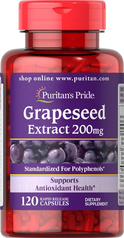 Puritan's Pride Grapeseed Extract 200 Mg Capsules, 120 Count