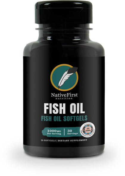 NativeFirst Fish Oil Softgels: Inspired by Native American Wisdom | (30 Softgels / 1000mg Per Serving) - Gluten Free, Non-GMO Fatty Acid Supplement