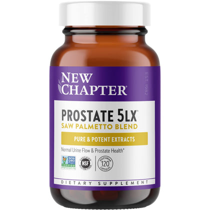 New Chapter Prostate Supplement - Prostate 5LX with Clinical Strength Saw Palmetto + Fermented Selenium for Prostate Health - 120 ct Vegetarian Capsule