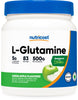 Nutricost L-Glutamine Powder Supplement (Green Apple) 500g - Gut Support, 5 Grams per Serving, Sweetened with Stevia - Gluten Free, Non GMO