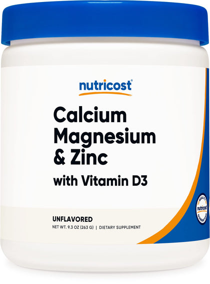 Nutricost Calcium Magnesium Zinc with Vitamin D3 Powder, 30 Servings (Unflavored) - Calcium (1000 MG) Magnesium (420 MG) Zinc (16.5 MG) Vitamin D3 (30 MCG) - Gluten Free, Non-GMO