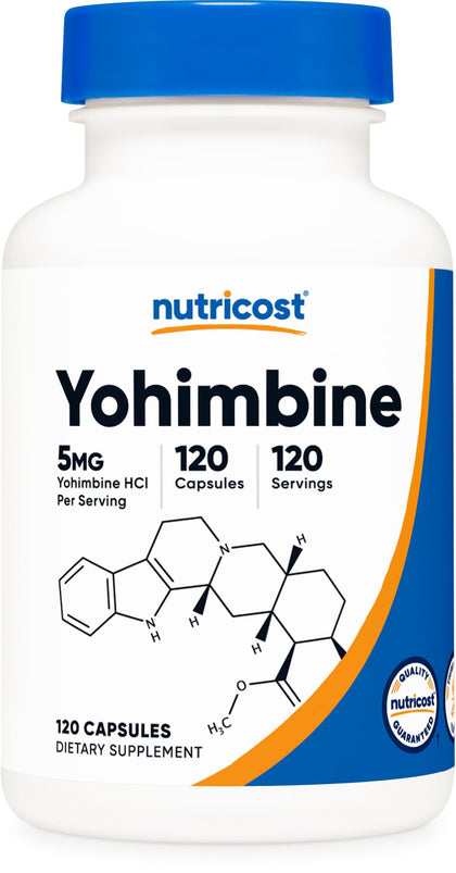 Nutricost Yohimbine HCl 5mg, 120 Capsules - Gluten Free and Non-GMO (Expiry 5/01/2027)