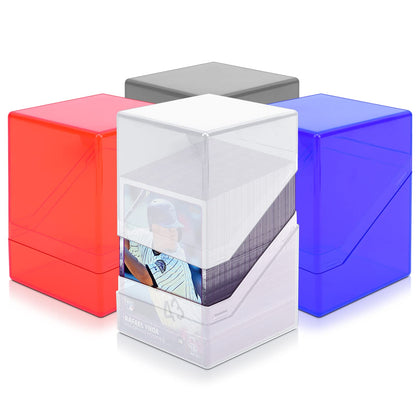 4 Pack Card Deck Cases for Trading Cards, Acrylic Card Storage Boxes Holding 100+ Sleeved Cards Fit for YuGiOh, MTG and Sport Cards (4 Colors)