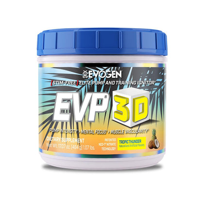 Evogen EVP-3D | Extreme Pre-Workout Pump Ignitor, Arginine Nitrate, Citrulline, Beta-Alanine, Lions Mane | Tropic Thunder (Pineapple Coconut) | 40 Servings