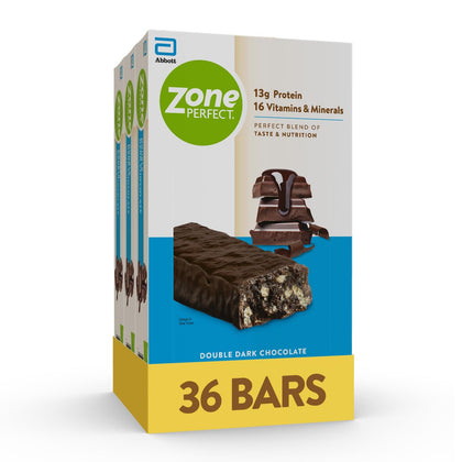 ZonePerfect Protein Bars, 12g Protein, 18 Vitamins & Minerals, Nutritious Snack Bar, Double Dark Chocolate, 36 Bars