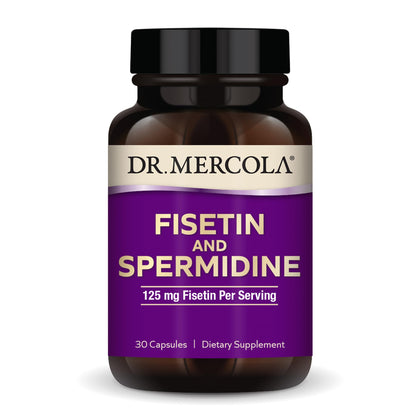 Dr. Mercola Fisetin and Spermidine, 30 Servings (30 Capsules), Dietary Supplement, Supports Brain and Cognitive Function, Non-GMO