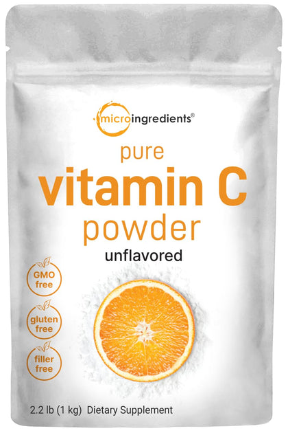 Pure Vitamin C Crystal Powder (Water Soluble Vitamin C 1000mg Per Serving), 1 KG (2.2 Pounds), Immune Vitamins and Strong Antioxidant, Pure Ascorbic Acid Powder Supplement