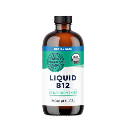 Vimergy Liquid B12 Refill - Fast-Absorbing Brain Support - Energy Support Supplement - USDA Certified Organic, Vegan, Non-GMO - 240 Servings (240 mL)