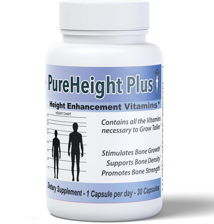 Height Growth Vitamins Grow Taller - Increase Bone Strength Bone Density Bone Growth Pills PureHeight Plus #1 Doctor Recommended Height Enhancement Supplement- Growth Vitamins for Kids, Teens & Adults