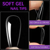 Soft Gel Nail Tips - BTArtbox 500pcs Soak Off Stiletto Nails, No Crack, No Trace Full Cover Nail Tips, Supremely Fit Clear Fake Nails for Nail Salons and DIY Nail Art, 10 Sizes