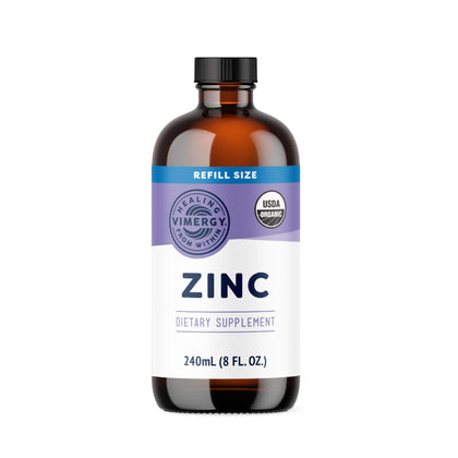 Vimergy Liquid Zinc Refill - Fast-Absorbing Immune Support* - Promotes Healthy Bones & Skin - USDA Certified Organic, Vegan, Non-GMO - 240 Servings (240 mL)