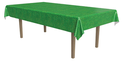 Beistle Disposable Plastic Print Rectangular Tablecloth Grass Tablecover Party Accessory (1 Count) (1/pkg) Pkg/12, 1 Piece, green