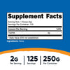 Nutricost Taurine Powder 250 Grams - 125 Servings, 2000mg Per Serving