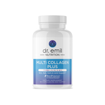 DR. EMIL NUTRITION Multi Collagen Pills - Collagen Supplements to Support Hair, Skin, Nails, & Joints - Hydrolyzed Collagen Supplements for Women with Types I, II, III, V & X - 90 Capsules