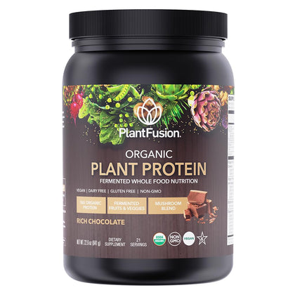 SOTRU Organic Vegan Protein Powder - Whole Food, Plant Based Protein Powder with Green Superfoods, Enzymes & Probiotics - USDA Certified Organic, Non-GMO, Gluten-Free - Chocolate 18.5 oz, 21 Servings