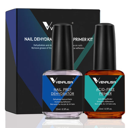 VENALISA 15ml Gel Nail Polish, Acid-free Primer & Nail Prep Dehydrate Nail Gel Polish Nail Art Starter Manicure Salon DIY at Home, 0.53 OZ